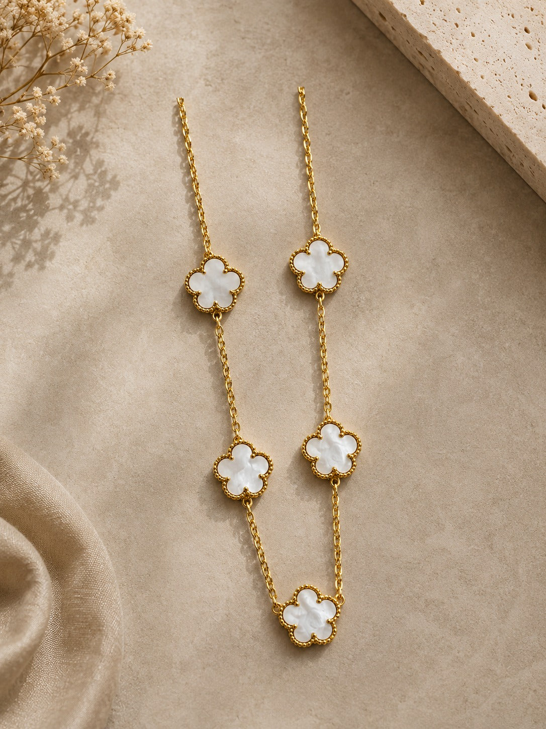 Pearl Clover Charm Bracelet