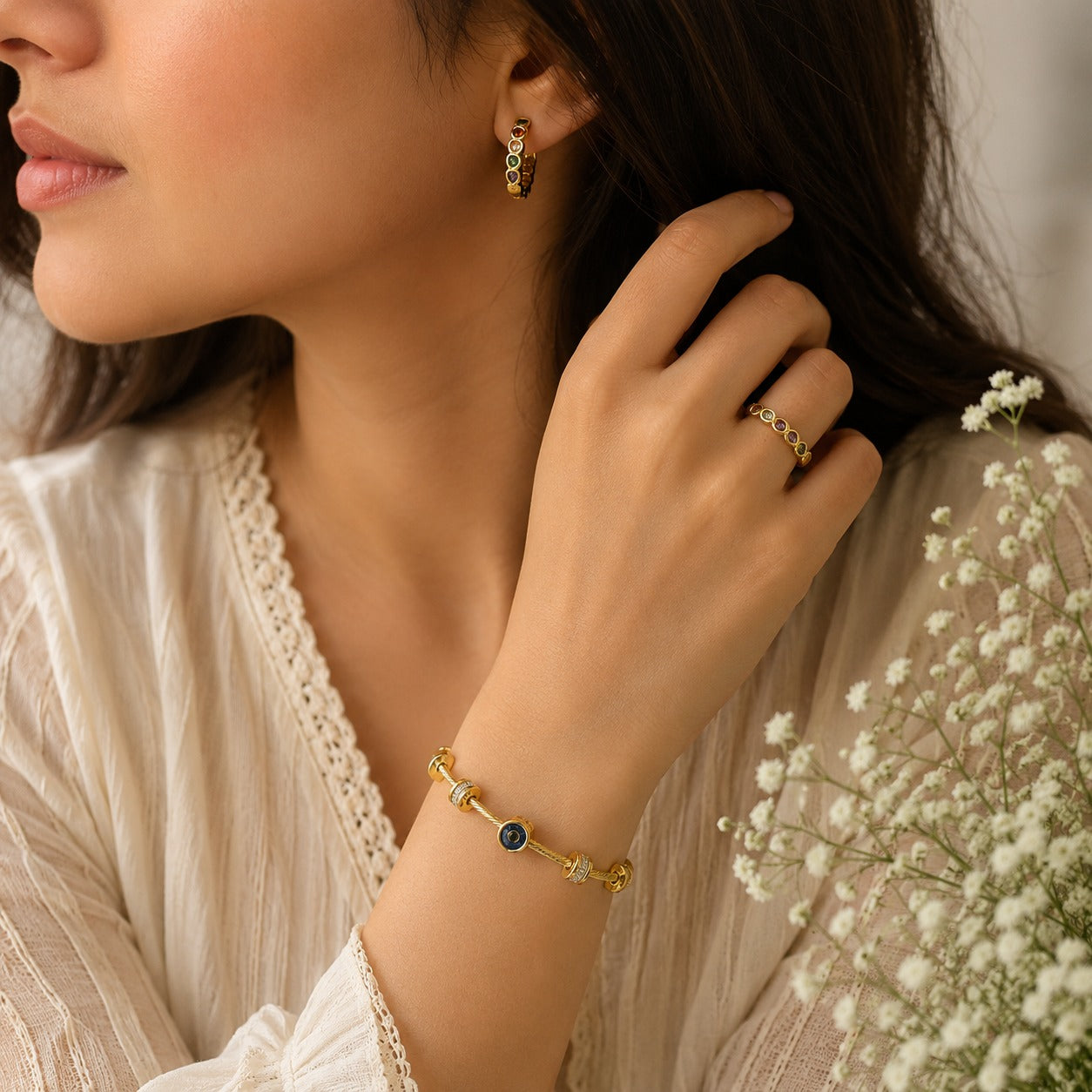 Rainbow Heart Hoop Earrings