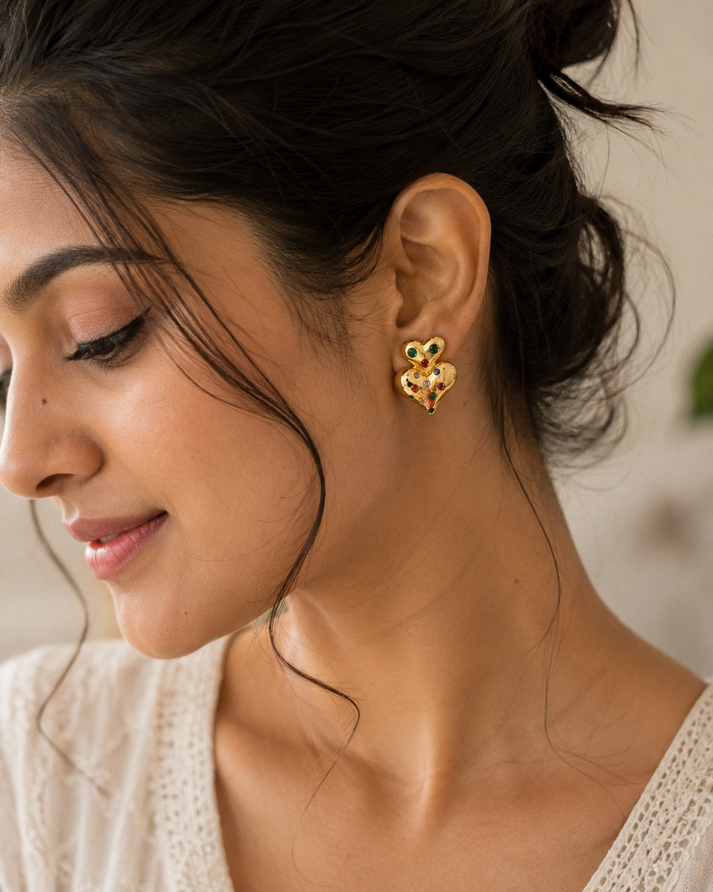 Celeste Heart Stud Earrings